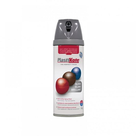 Plastikote Premium Paint Spray | Gloss Finish | Medium Grey | 400ml.
