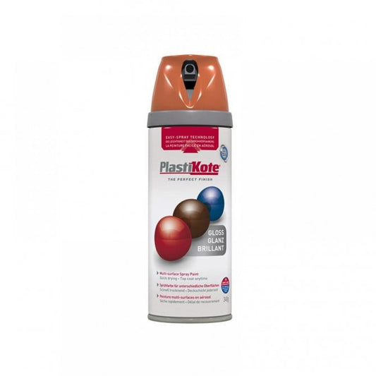 lastikote Twist & Spray Paint Premium Gloss Orange 400ml | Multi Surface Use