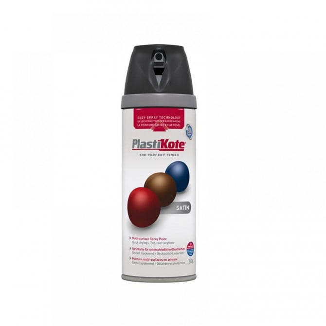 Plastikote Premium Paint Spray | Satin Finish | Black | 400ml.