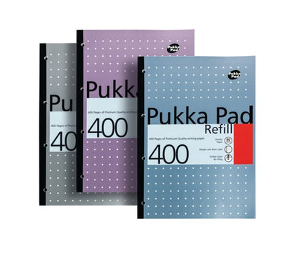 Pukka Pad Ruled Metallic Four-Hole Refill Pad Side Bound 400 Pages A4 (5 Pack) REF400