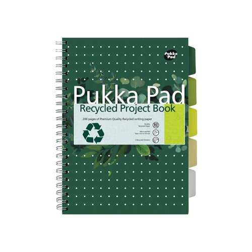 Pukka Pad Recycled Project Book A4 Green (Pack of 3) 6050-REC