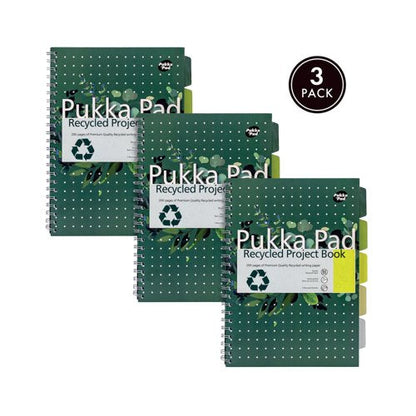 Pukka Pad Recycled Project Book A4 Green (Pack of 3) 6050-REC