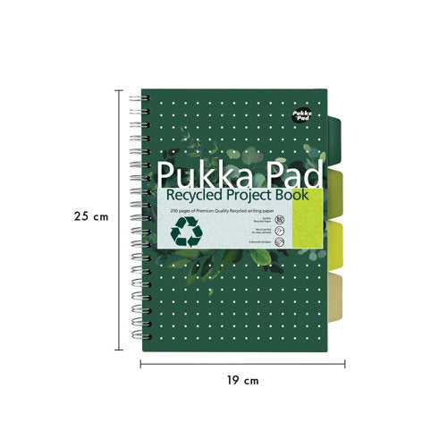 Pukka Pad Recycled Project Book B5 Green (Pack of 3) 6052-REC