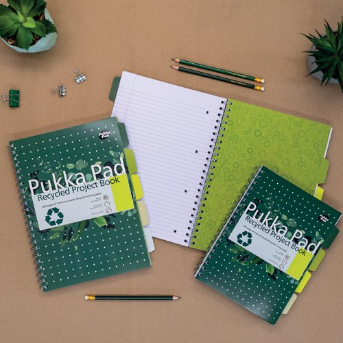 Pukka Pad Recycled Project Book B5 Green (Pack of 3) 6052-REC