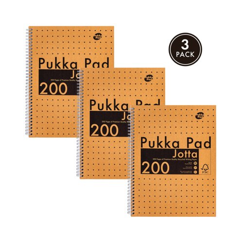 Pukka Pad Kraft Jotta Notebook A4 (Pack of 3) 9565-KRA
