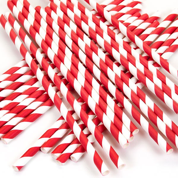Belgravia Biodegradable Red & White Paper Stripey Straws Pack 500's - UK BUSINESS SUPPLIES