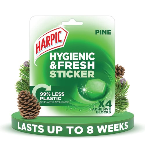 Harpic Hygienic Fresh Sticker Adhesive Toilet Block Pine (Pack of 6) 3275287