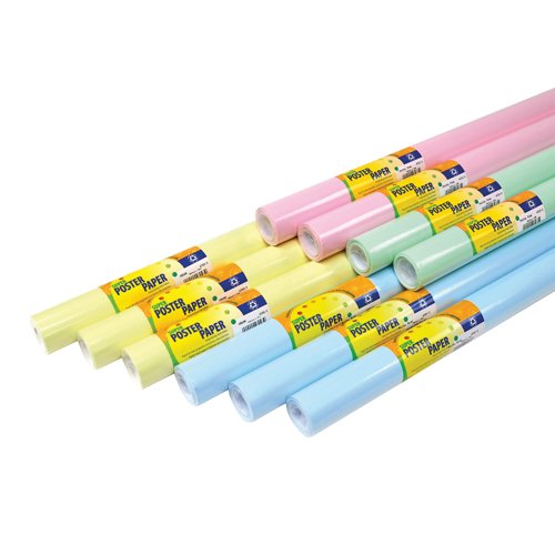 Poster Paper Rolls 760mm x 10m Assorted Pastel (Pack of 10) AR02453