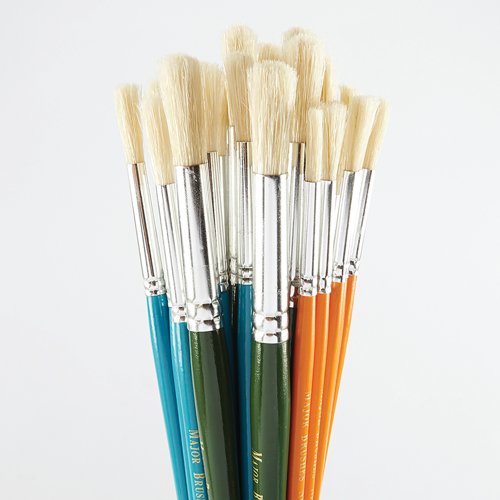 Hog Hair Round Short Paint Brushes Assorted (Pack of 30) FBASS