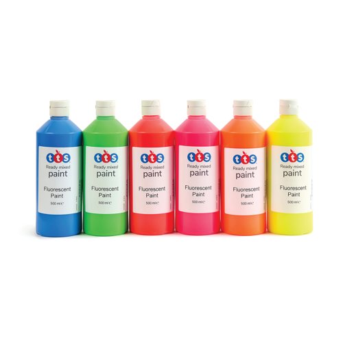 Ready Mixed Paint 500ml Fluorescent Assorted (Pack of 6) AR01014