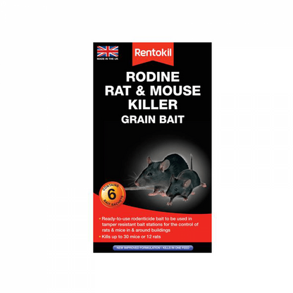 Rentokil Rodine Rat & Mouse Killer Grain Bait 6's