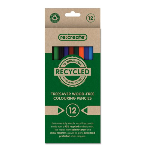 ReCreate Treesaver Recycled Colouring Pencils (12 Pack) TREE12COL