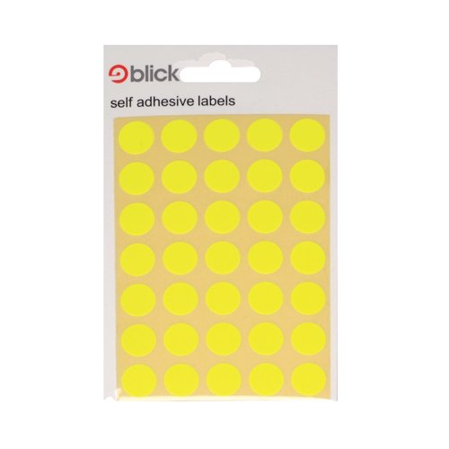 Blick Fluorescent Labels in Bags Round 13mm Dia 140 Per Bag Yellow (Pack of 2800) RS004752