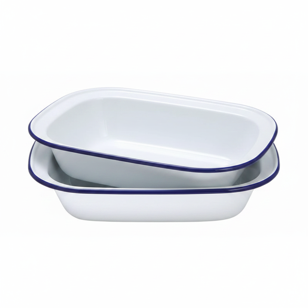 Falcon Enamel Oblong Pie Dish |  Blue and White | 26cm