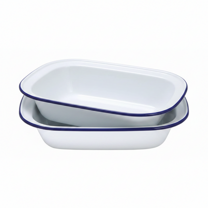 Falcon Enamel Oblong Pie Dish |  Blue and White | 26cm