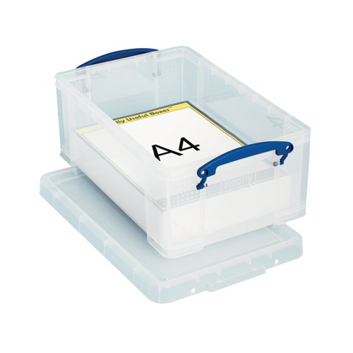 Really Useful 9L Storage Box With Lid And Clip Lock Handles Clear 9C