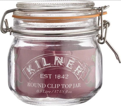 Kilner Branded 0.5 Litre ROUND Glass Clip Top Preservation Storage Jar (0025.490)