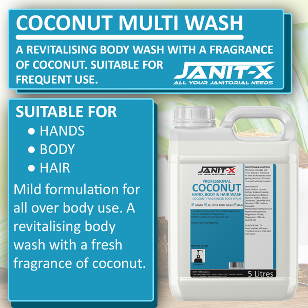 Janit-X Luxury Coconut Hand, Body & Hair Wash 5 Litre
