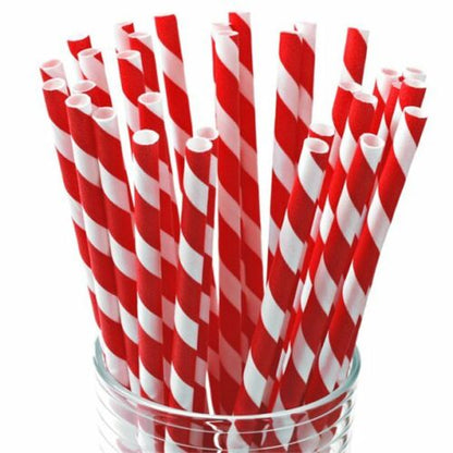 Belgravia Biodegradable Red & White Paper Stripey Straws Pack 500's