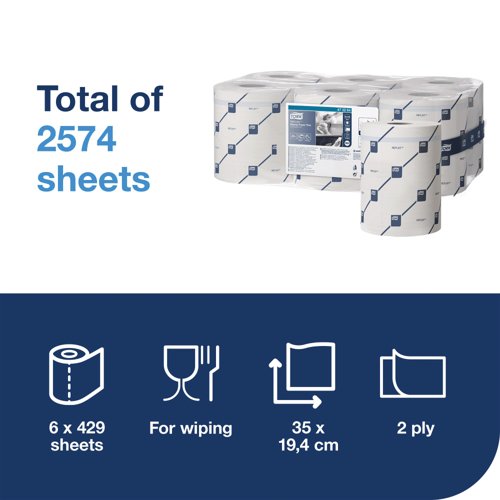Tork Reflex M4 Centrefeed Roll 2-Ply 150m White (6 Pack) 473264