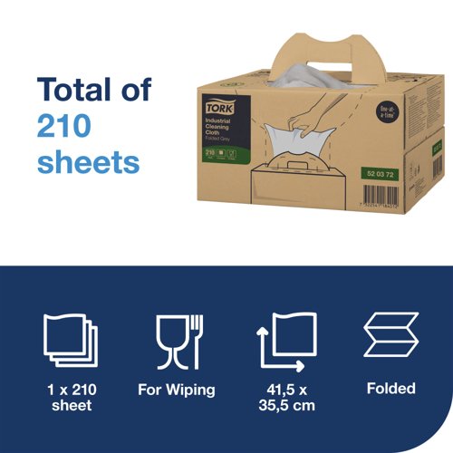 Tork Industrial Cleaning Cloth Grey (Pack of 210)520372