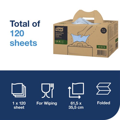 Tork Heavy-Duty Cleaning Cloth Blue (Pack of 120) 530276