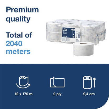 Tork T2 System Mini Jumbo Roll 2-Ply 850 Sheets (12 Pack) 110254