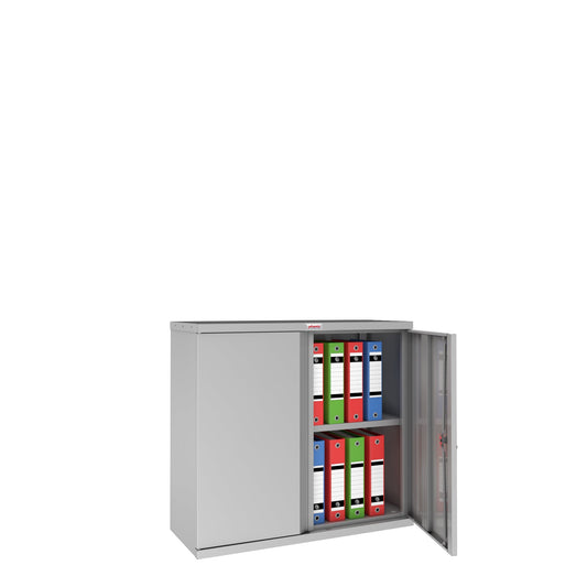 Phoenix SCL Series 2 Door 1 Shelf Steel Storage Cupboard in Grey with Key Lock SCL0891GGK