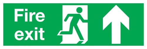 Safety Sign Fire Exit Running Man Arrow Up 150X450mm PVC FX04711R