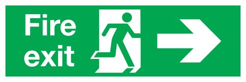 Safety Sign Fire Exit Running Man Arrow Right 150X450mm PVC FX04411R