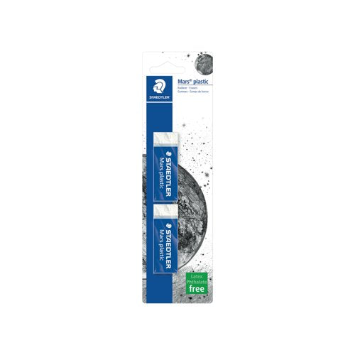 Staedtler Mars Plastic Eraser Blistercard (Pack of 2) 52650BK2DA