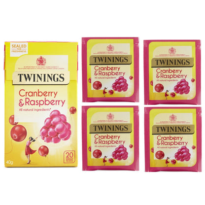 Twinings Cranberry & Raspberry {Individually Wrapped} Tea 20's - UK BUSINESS SUPPLIES