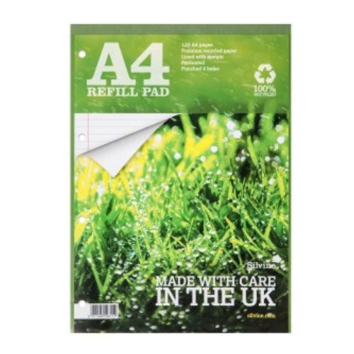 Silvine A4 80gsm Refill Pad Ruled & Margin [Pack 5] - UK BUSINESS SUPPLIES