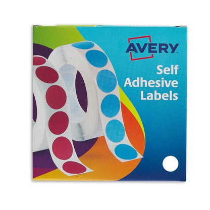 Avery 24-404 Self Adhesive Circle Labels Dispenser (19 mm Dia, 1400 Labels) - White