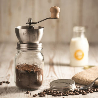Kilner Branded Coffee Grinder Set with Glass 500ml/0.5 Litre Screw Top Storage Jar (0025.785)