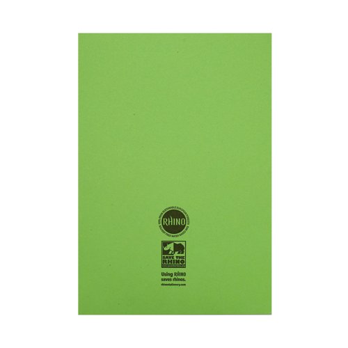 Rhino Exercise Book 15mm/Plain 64 Pages A4 Green (Pack of 50) VC48412