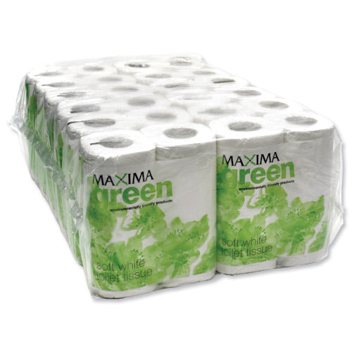 Maxima Green 2-Ply White Toilet Roll 200 Sheet (Pack of 48) - GARDEN & PET SUPPLIES