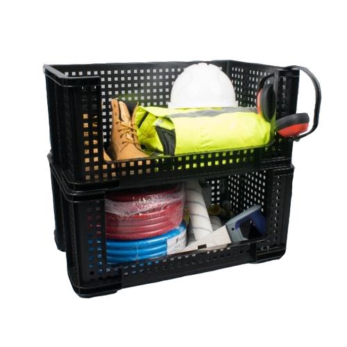 GARDEN & PET SUPPLIES - Really Useful Black Open Front Storage Crate 64 Litre