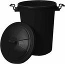 Fixtures Strata Refuse Bin with Lid and Metal Clip Handles 80 Litre (Black)