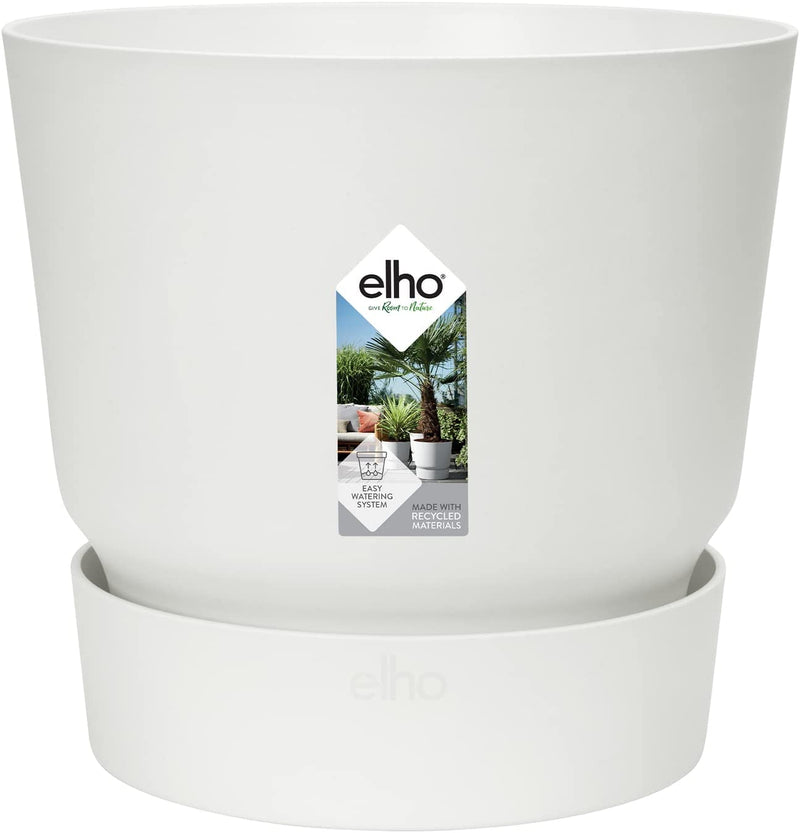 Elho Greenville Round Pot & Base WHITE 40cm