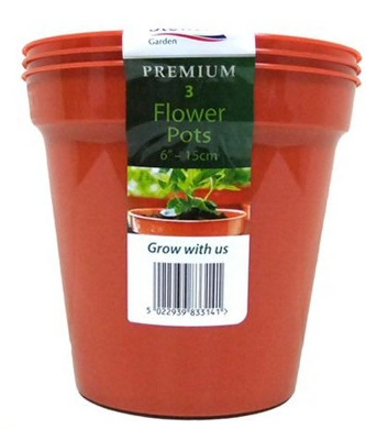 GARDEN & PET SUPPLIES - Stewart Flower Pot Pack 3 x 6" {15cm} Set