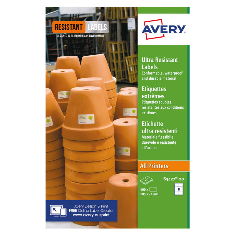 Avery Ultra Resistant, Waterproof Labels 74x105mm (Pack of 160) B3427-20