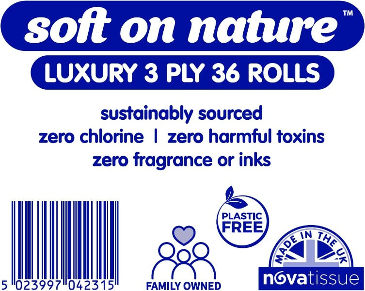 Soft on Nature Eco Toilet Rolls 3PLY Luxury Sustainable Tissue {36's}