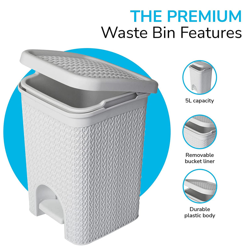 Fixtures Lace Design 5 Litre Pedal Bin White