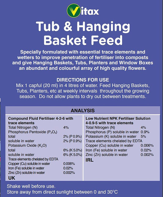 Vitax 1L Liquid Feed For Hanging Baskets
