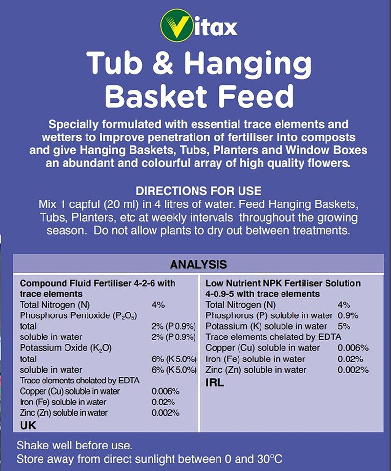 Vitax Tub & Hanging Basket Feed 1 Litre