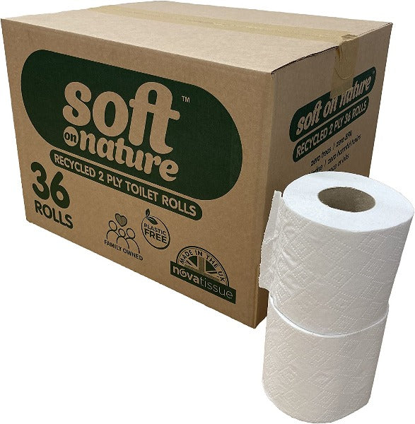 Soft on Nature Eco Toilet Rolls 2Ply  Sustainable Tissue, Recycled, Plastic Free, UK Made {36's}