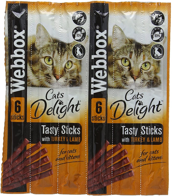 GARDEN & PET SUPPLIES - Webbox Cats Delight Tasty Sticks Turkey & Lamb 6 Pack