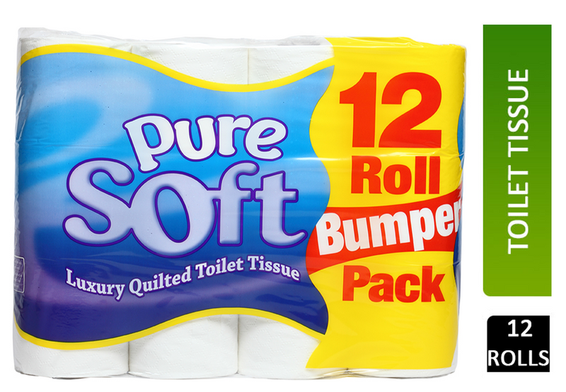 Pure Soft Luxury Quilted Toilet Rolls (Pack of 12)