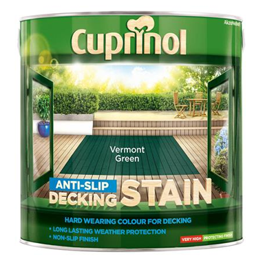 GARDEN & PET SUPPLIES -Cuprinol Anti-Slip Decking Stain VERMONT GREEN 2.5 Litre